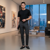 zwart heren T-shirt met een comfortabele pasvorm